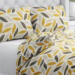 Bavlněné ložní povlečení Sandra SA-423 Zlato-hnědé listy na krémovém Jednolůžko 140x200 a 70x90 cm