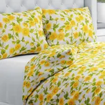 Bavlněné ložní povlečení Sandra SA-602 Slunečnice na bílém Dvoulůžko francouzské 240x200 a 2ks 70x90 cm