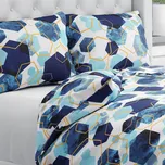 Bavlněné ložní povlečení Sandra SA-574 Modré hexagony na bílém Prodloužené 140x220 a 70x90 cm
