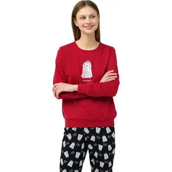 Dámské pyžamo Dámské pyžamo s potiskem Bed Time Vamp 23596 red chili velikost S