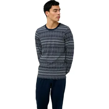 Pánské pyžamo Pánské bavlněné pyžamo s geometrickým vzorem a manžetami Vamp 23602 blue velikost 5XL