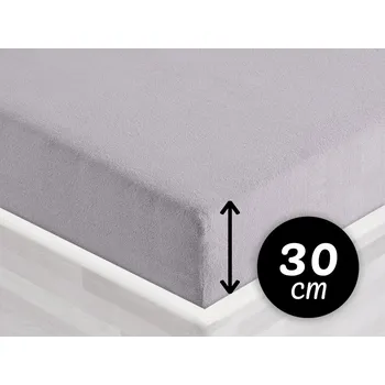 Prostěradlo Froté napínací prostěradlo na vysokou matraci FR-028 Světle šedé 90 x 220 - výška 30 cm