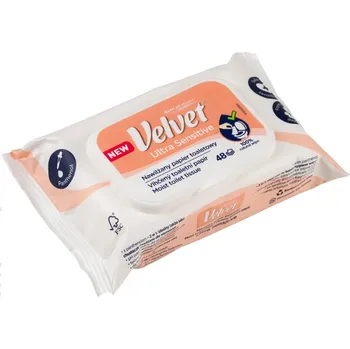Vlhčený ubrousek VELVET vlhčené ubrousky/toalet.papír ultra sensitive 48 ks IDDRZEX09554
