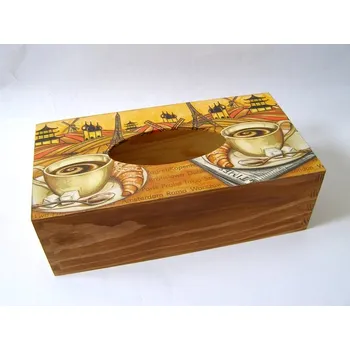 Krabice na papírové kapesníky - Káva a cestování na hnědé