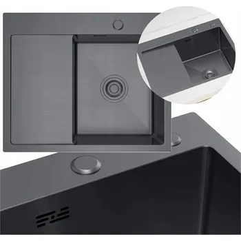 Granitový dřez Jednokomorový dřez VELAZO. BLACK ocel černý