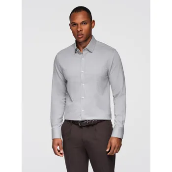 Ombre Men's SLIM FIT shirt in decorative fabric - gray Ombre šedá 2955414