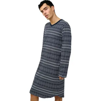 Pánské pyžamo Pánská elegantní noční košile s geometrickým vzorem Vamp 23603 blue velikost XL