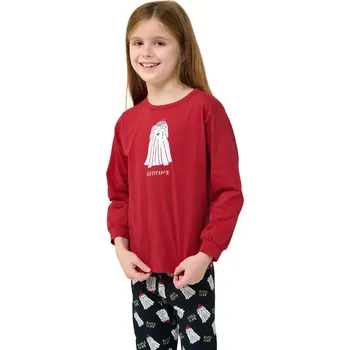 Chlapecké pyžamo Dětské bavlněné pyžamo s potiskem Bed Time Vamp 23597 red chili velikost 4