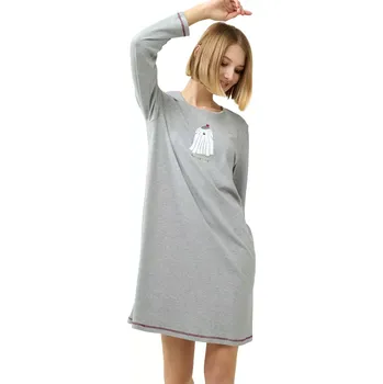 Dámská noční košile Dámská stylová bavlněná noční košile s potiskem Bed Time Vamp 23605 gray melange velikost XL