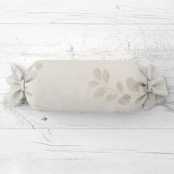 Dekorativní polštářek Polštář válec bonbon Sandra SA-681 Eukalyptové listy na světlém pastelově zeleném 15x40 cm