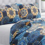 Bavlněné ložní povlečení Sandra SA-448 Modro-oranžové marocké dlaždice Jednolůžko 140x200 a 70x90 cm