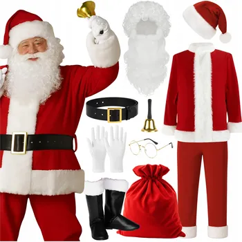 Karnevalový kostým PROFESIONÁLNÍ KOSTÝM SVATÉHO MIKULÁŠE VELUROVÝ PREMIUM SET 13 DÍLŮ