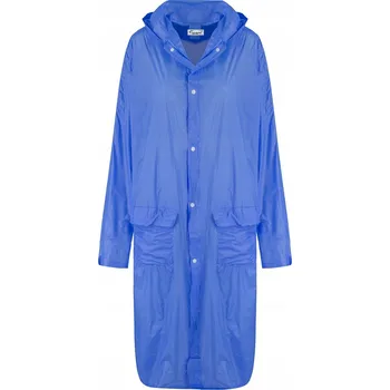 Dámský kabát Agrafka dámský kabát modrý oversize s kapucí 18168-3 velikost S