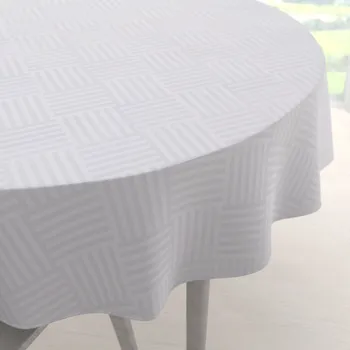 ubrus Dekorační kulatý ubrus Monako PM-124 Pruhovaná šachovnice bílá Ø 40 cm