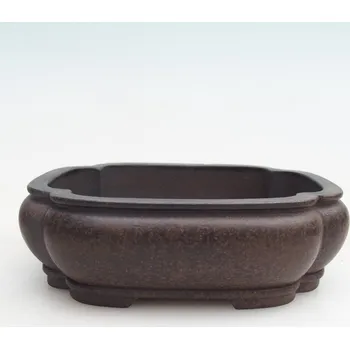 Květináč Keramická bonsai miska 14 x 11 x 4,5 cm hnědookrová
