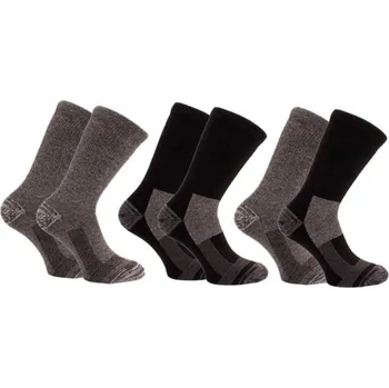 Dámské ponožky pánské extra robustní, tlusté kvalitní ponožky s podílem vlny / 2 páry 20655 Barva: černá/šedá, Velikost: 39-42 (26-28)