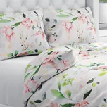 Bavlněné ložní povlečení Sandra SA-432 Ptáci mezi květy Jednolůžko 140x200 a 70x90 cm