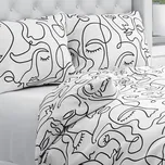 Bavlněné ložní povlečení Sandra SA-570 Abstraktní tváře na bílém Jednolůžko 140x200 a 70x90 cm