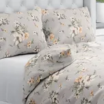 Bavlněné ložní povlečení Sandra SA-465 Oranžové květy na šedém Jednolůžko 140x200 a 70x90 cm
