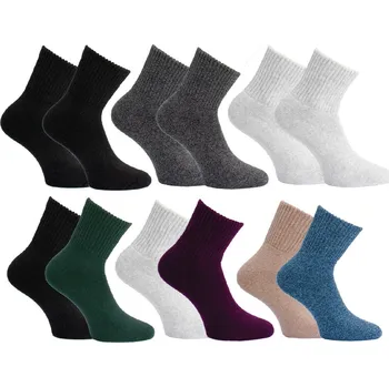 Dámské ponožky Dámské melírované kratší silné ponožky s volným vysokým žebrovaným lemem / 2 pár 38500 Barva: modrá,hnědá, Velikost: 35-38 (23-25)