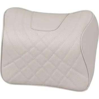 Opěrka hlavy do auta z paměťové pěny a umělé kůže 24 x 21 x 14 cm Ergonomická podpora krku Polštářek pro pohodlné cestování béžova