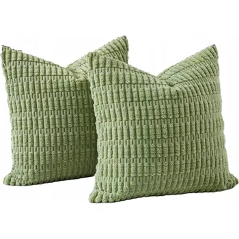 Prostěradlo MIULEE, Sada 2 Zelených Povlaků na Polštáře, Manšestr, 45x45 cm