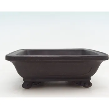 Květináč Keramická bonsai miska 12 x 11 x 4,5 cm hnědookrová