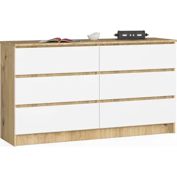 Dětská skříň KOMODA K140 6SZ CLP DUB ARTISAN / BÍLÁ