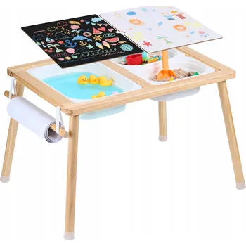Vrták Stół Do Zabawy 81,5×60×50,5CM 2 Dwustronne Blaty Z Piaskiem I 1 Rolką