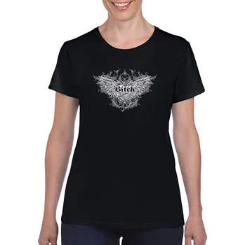 Dámské tričko levne-damske-bavlnene-tricko-potisk-Bitch-Wings Velikost dámská trička Basic: 7XL, Odstín dámské tričko Basic: Černé