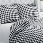 Bavlněné ložní povlečení Sandra SA-060 Černo-bílé kostičky Prodloužené 140x220 a 70x90 cm