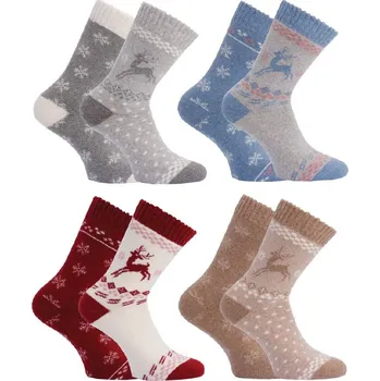 Pánské ponožky Dámské teplé vlněné ponožky s motivem jelenů / 2 pár 37812 Barva: šedá, Velikost: 35-38 (23-25)