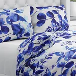 Bavlněné ložní povlečení Sandra SA-605 Modrý eukalyptus na bílém Jednolůžko 140x200 a 70x90 cm