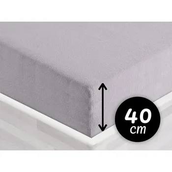 Prostěradlo Froté napínací prostěradlo na extra vysokou matraci FR-028 Světle šedé 90 x 220 - výška 40 cm