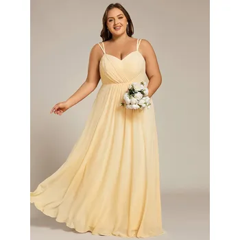 Dámské šaty Šifonové šaty pro družičku s odhalenými zády Barva: Žlutá, Velikost: 6XL