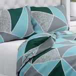 Bavlněné ložní povlečení Sandra SA-334 Modro-zelené trojúhelníky Jednolůžko 140x200 a 70x90 cm