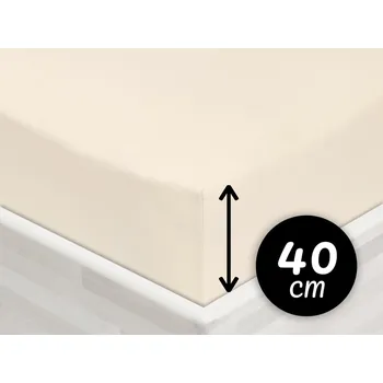 Prostěradlo Jersey napínací prostěradlo na extra vysokou matraci JR-002 Smetanové 200 x 220 - výška 40 cm