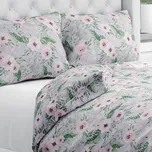 Bavlněné ložní povlečení Sandra SA-178 Kvetoucí růže na šedém Jednolůžko 140x200 a 70x90 cm