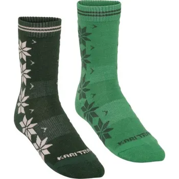 Dámské oblečení Dámské ponožky Kari&nbsp;Traa VINST WOOL 2 PÁRY - zelená 36/38