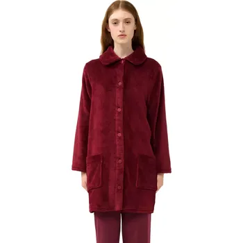 Dámský župan Dámský fleecový župan s knoflíky Vamp 23362 red porto velikost L