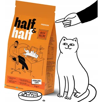 Krmivo pro kočku HALF&HALF suché krmivo pro kastrované kočky S HOVĚZÍM MASEM 2 kg