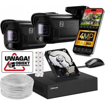 IP kamera MONITOROVACÍ SET 4MP IP POE, 2 KAMERY 4MPx, 1TB HDD, NÁHLED PŘES APLIKACI, ČERNÝ