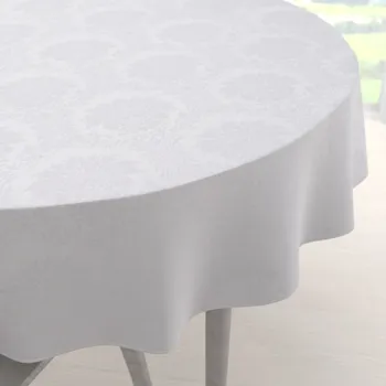 ubrus Velký dekorační kulatý ubrus Monako PM-122 Zámecký vzor bílý Ø 150 cm