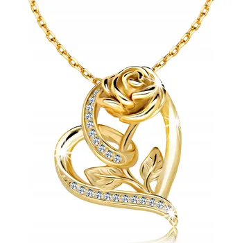 Náhrdelník Zlatý Náhrdelník 925 Srdce Srdíčko Růže