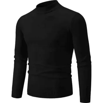 Pánský svetr Pánský svetr s rolákem Jednobarevný pletený svetr s výstřihem do O Dlouhý rukáv Elegantní zimní podzimní svetr Polyester Různé barvy černá XS