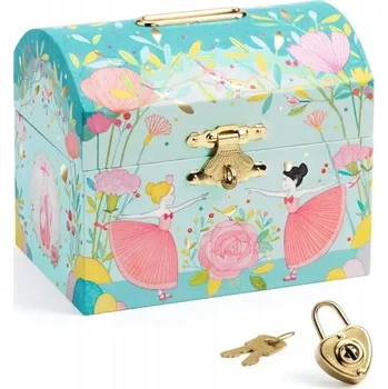 Pokladnička DJECO DŘEVĚNÁ POKLADNIČKA BALERÍNA se zámkem