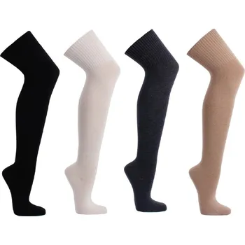 Pánské ponožky Dámské hřejivé nadkolenky s žebrovaným lemem s podílem vlny / 1 pár 44010 Barva: antracit melé, Velikost: 35-38 (23-25)