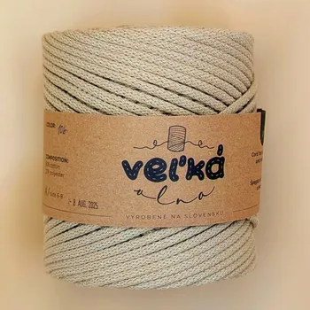 Příze VEĽKÁvlna VEL'KÁvlna bavlněná šňůra na háčkování 5mm Flat-white