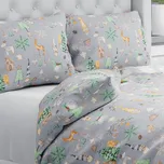 Vánoční bavlněné ložní povlečení Sandra SA-509 Vánoční skřítci a ozdoby na šedém Jednolůžko 140x200 a 70x90 cm