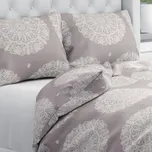 Bavlněné ložní povlečení Sandra SA-547 Krémové mandaly na béžovošedém Jednolůžko 140x200 a 70x90 cm